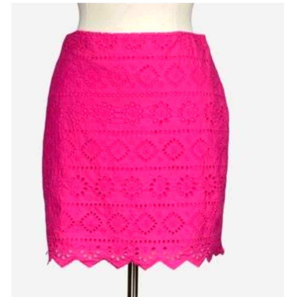Vineyard Vines Pink Eyelet Cotton Mini Skirt Prairie Cottagecore Size 14 #910